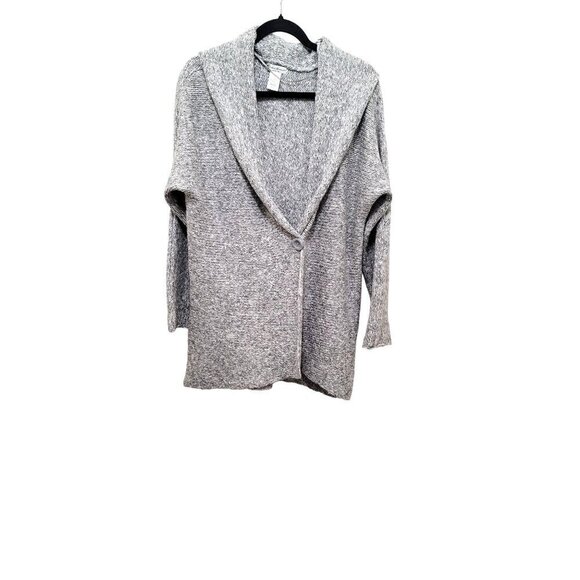 Eddie Bauer Womens Heather Gray Shawl Collar Knit Cardigan Sweater L/XL - Picture 1 of 10